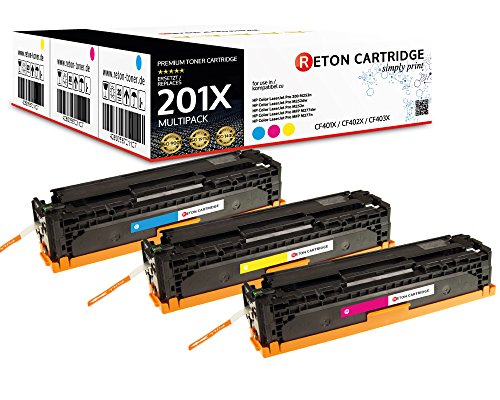 3 Original Reton Toner kompatibel für CF401X CF402X CF403X HP 201X für HP Color Laserjet Pro 200 M252n Pro M252dw Pro MFP M277dw Pro MFP M277n MFP M274n - je 3.880 Seiten von RETON CARTRIDGE