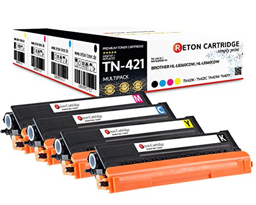4 Original Reton Toner | 40% höhere Druckleistung | kompatibel mit TN-421 für Brother DCP L8410 CDW, HL L8260 CDW, HL L8360 CDW, MFC L8690 CDW, MFC L8900 CDW von RETON CARTRIDGE