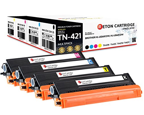 4 Original Reton Toner | 40% höhere Druckleistung | kompatibel zu Brother TN-421 für Brother DCP L8410 CDW, HL L8260 CDW, HL L8360 CDW, MFC L8690 CDW, MFC L8900 CDW | Geprüft nach ISO-Norm 19798| von RETON CARTRIDGE