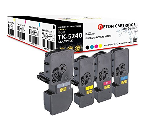 4 Original Reton Toner | 50% höhere Druckleistung | kompatibel zu Kyocera TK-5240 für Kyocera ECOSYS M5526cdn M5526cdw P5026cdn P5026cdw von RETON CARTRIDGE