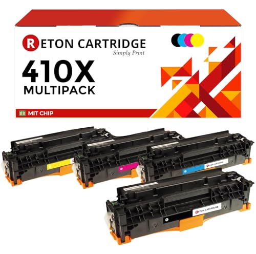 4 Original Reton Toner mit 25% mehr Inhalt kompatibel für HP 410X CF410X CF411X CF412X CF413X für HP Color Laserjet Pro MFP M477fdw M477fdn M477fn M477fnw M452dn M452nw M377dw von RETON CARTRIDGE