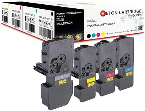 4 Reton Toner kompatibel mit Kyocera TK-5230 TK-5230K TK-5230C TK-5230Y TK-5230M für Kyocera ECOSYS M5521cdn M5521cdw P5021cdn P5021cdw von RETON CARTRIDGE