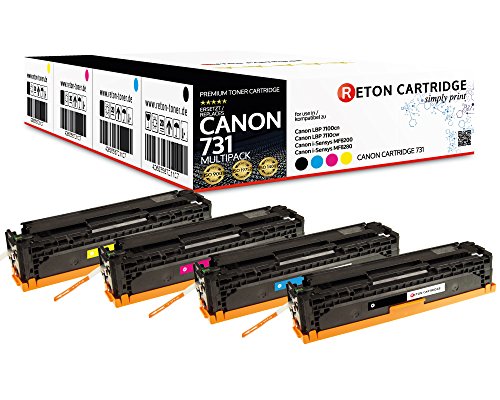 4 Reton kompatibel Toner als Ersatz für 731 731H 731C 731M 731Y für Canon LBP-7100cn, LBP-7110cw, i-Sensys MF623Cn, MF628cw, MF8200, MF8280 | nach ISO-Norm 19798 getestet | von RETON CARTRIDGE