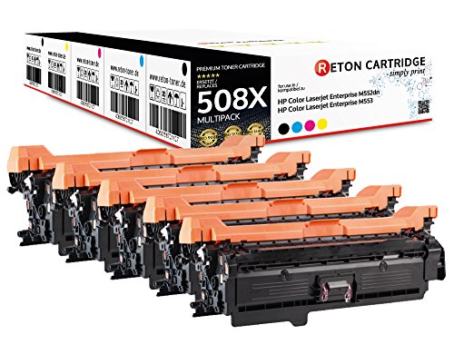 5 Original Reton Toner | 20% höhere Reichweite | 508x CF360X CF361X CF362X CF363X für HP Color Laserjet Enterprise M552dn M553 M553dn M553n M553x | Flow MFP M577c M577dn M577f M577z von RETON CARTRIDGE