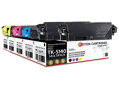 5 Original Reton Toner | 30% höhere Druckleistung | als Ersatz für Kyocera TK-5140 kompatibel mit : Kyocera ECOSYS M6030, ECOSYS M6530, ECOSYS P6130 | Geprüft nach ISO-Norm 19798 | von RETON CARTRIDGE