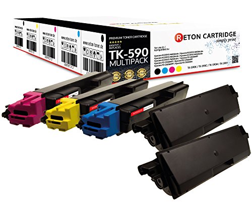 5 Original Reton Toner kompatibel ersetzten TK-590K, TK-590C, TK-590M, TK-590Y für Kyocera ECOSYS M6026CDN / M6526CDN / FS-C5250DN C2026MFP von RETON CARTRIDGE