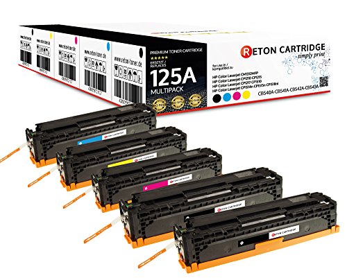 5 Reton Toner kompatibel für HP CP1510 (CB540A, CB541A, CB542A, CB543A), HP 125A, Color Laserjet CM1312 MFP, CM1312NFI, CM1300, CP1210, CP1215N, CP1217, CP1510 von RETON CARTRIDGE