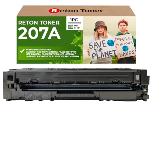 [Mit Original-Chip | wiederverwendet] Reton Toner kompatibel für HP 207A 207X W2210A schwarz für HP Color Laserjet Pro MFP M255dw M255nw M282nw M283fdn M283fdw | Keine UPDATEPROBLEME von RETON CARTRIDGE
