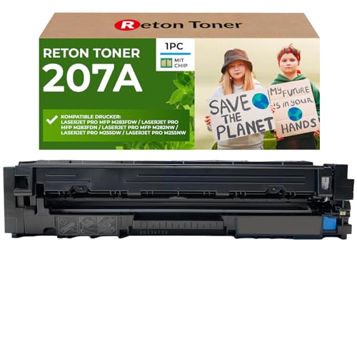 [Mit Original-Chip | wiederverwendet] Reton Toner kompatibel für HP 207A 207X W2211A Cyan für HP Color Laserjet Pro MFP M255dw M255nw M282nw M283fdn M283fdw | Keine UPDATEPROBLEME von RETON CARTRIDGE
