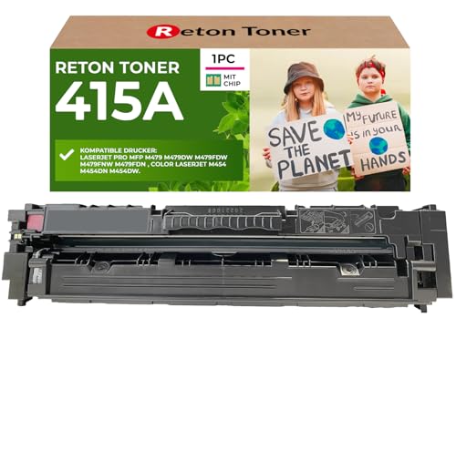 [Mit Original-Chip | wiederverwendet] Reton Recycled Toner kompatibel für 415A 415X für HP Color Laserjet Pro MFP M479 fdw dw fdn fnw M454dw W2033A | Keine UPDATEPROBLEME| von RETON CARTRIDGE