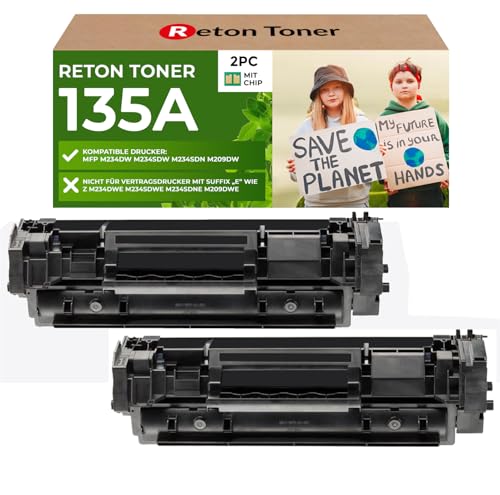 [ MIT Recycelten Original-CHIP] 2 Reton Toner kompatibel für HP 135A W1350A 135X für HP Laserjet MFP M234dw M234dwn M234sdw M234sdn M209dwn M209dw / Keine Funktion beim Contract DRUCKER von RETON CARTRIDGE