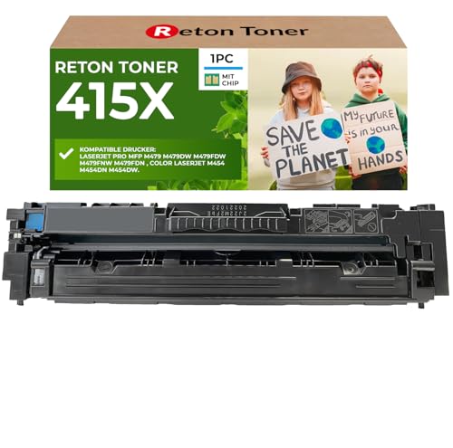 [Mit Original-Chip | wiederverwendet] Reton Toner kompatibel für 415A 415X für HP Color Laserjet Pro MFP M479fdw M479dw M479fdn M479fnw M454dw M479 W2031X | Keine UPDATEPROBLEME| von RETON CARTRIDGE