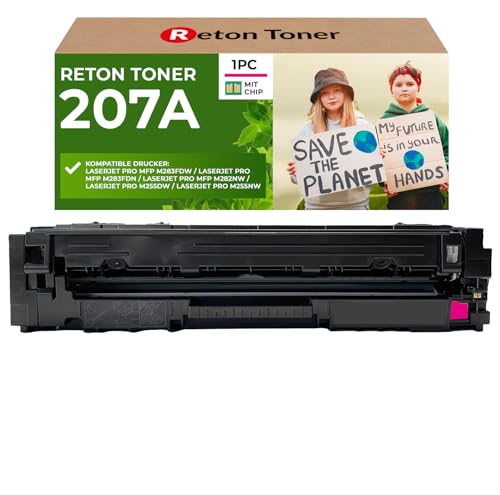 [Mit Original-Chip | wiederverwendet] Reton Toner kompatibel für HP 207A 207X W2213A Magenta für HP Color Laserjet Pro MFP M255dw M255nw M282nw M283fdn M283fdw | Keine UPDATEPROBLEME von RETON CARTRIDGE