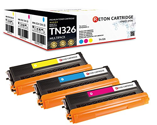 Original Reton Toner, kompatibel, 3er Farbset für Brother TN-326(TN326C, TN326M, TN326Y), HL-L8250, L8350, L8350CDWT, L8250CDN, L8350CDW, MFC-L8600, L8850, L8600CDW, L8850CDW von RETON CARTRIDGE