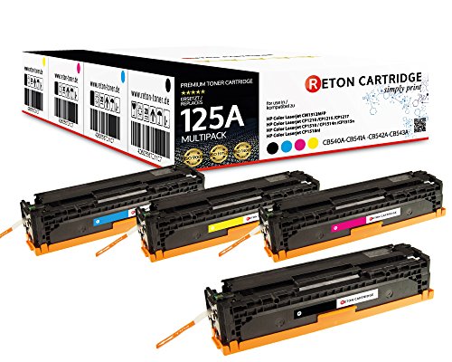 Original Reton Toner, kompatibel, 4er Farbset für HP CM1312mfp (CB540A, CB541A, CB542A, CB543A), HP 125A, Color Laserjet CP1515NI, CP1518, CP1518NI, CP1312, CP1312MFP, CP1512, CP1512MFP von RETON CARTRIDGE