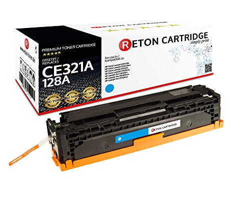 Original Reton Toner, kompatibel, Cyan für HP CM1415 MFP (CE321A), HP 128A, Color Laserjet CM1415, CM1415FNW, CM1415FN, CP1520, CP1525, CP1525N, CP1525NW, CP1521N, Cyan (Color: 1300) von RETON CARTRIDGE