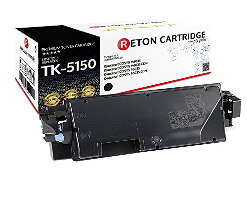 Original Reton Toner | 25% höhere Druckleistung | als Ersatz für TK-5150K / 1T02NS0NL0 kompatibel mit : kyocera ecosys M6035cidn, ecosys M6535cidn, ecosys P6035cdn | Geprüft nach ISO-Norm 19798 | von RETON CARTRIDGE