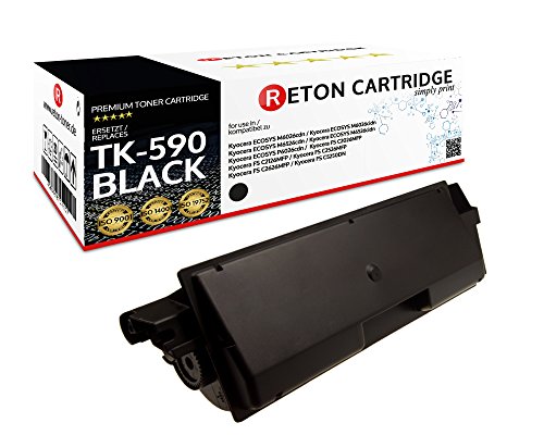 Original Reton Toner kompatibel nach (ISO-Norm 19798) ersetzt TK-590K für Kyocera ECOSYS M6026CDN / ECOSYS M6526CDN / Kyocera FS-C5250DN / Kyocera FS-C2026MFP von RETON CARTRIDGE