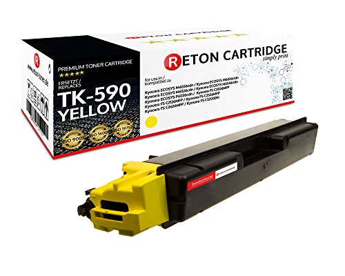 Original Reton Toner kompatibel nach (ISO-Norm 19798) ersetzt TK-590Y für Kyocera ECOSYS M6026CDN / ECOSYS M6526CDN / Kyocera FS-C5250DN / Kyocera FS-C2026MFP von RETON CARTRIDGE
