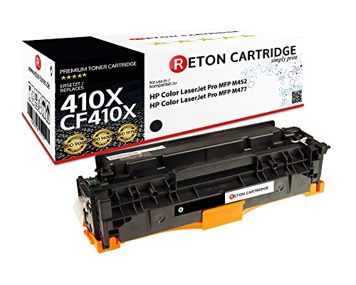 Reton Toner mit 25% mehr Leistung kompatibel zu HP (CF410X) schwarz für HP Color Laserjet Pro MFP M477fdw M477fdn M477fn M477fnw M452dn M452nw MFP M377dw von RETON CARTRIDGE