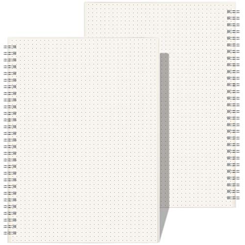 Bullet Grid Journal B5 Spiralblock - RETTACY Dotted Groß Notizbuch Transparentes Hardcover, 7,3"X 10" 100 g/m² dickes Papier 80 2er-Pack von RETTACY