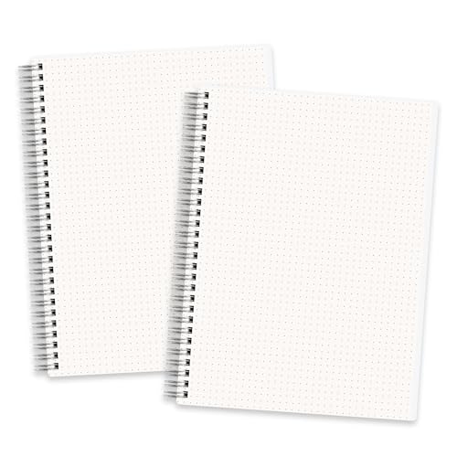 Bullet Grid Journal B5 Spiralblock - RETTACY Dotted Groß Notizbuch Transparentes Hardcover, 7,3"X 10" 100 g/m² dickes Papier 80 2er-Pack von RETTACY