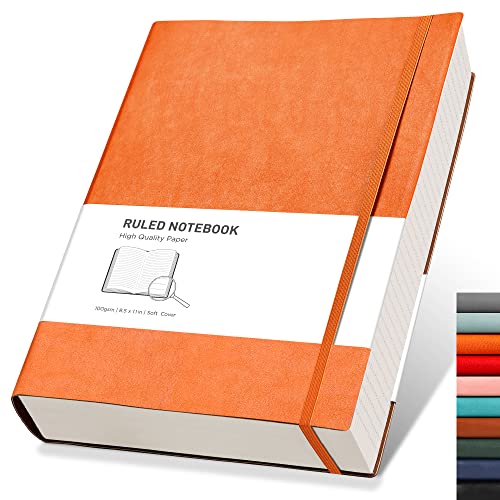 RETTACY College Ruled Notebook - 320 Numbered Pages Large A4 Lined Journal Notebook, 100gsm Thick Lined Paper, Faux Leather Softcover, for Women Men Work School, 19 x 25 cm von RETTACY
