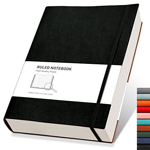 RETTACY College Ruled Notebook - 320 Numbered Pages Large A4 Lined Journal Notebook, 100gsm Thick Lined Paper, Faux Leather Softcover, for Women Men Work School, 21.5 x 27.9cm von RETTACY