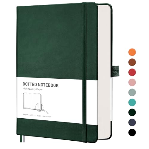 RETTACY Notizbuch A5 Dotted - Bullet journal mit 320 nummerierten Seiten, 1 Innentasche und Hardcover für Schule, Büro, Künstler Schreiben/Zeichnen, 14,5 x 21 cm von RETTACY