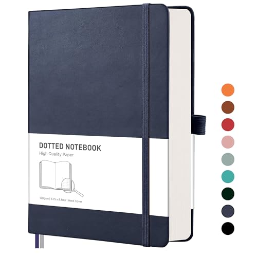 RETTACY Notizbuch A5 Gepunktetes- Bullet Dot Grid Journal mit 320 nummerierten Seiten, 1 Rücktasche und hochwertigem Hardcover für Künstler Schreiben/Zeichnen, 14,5 x 21 cm - Blau von RETTACY