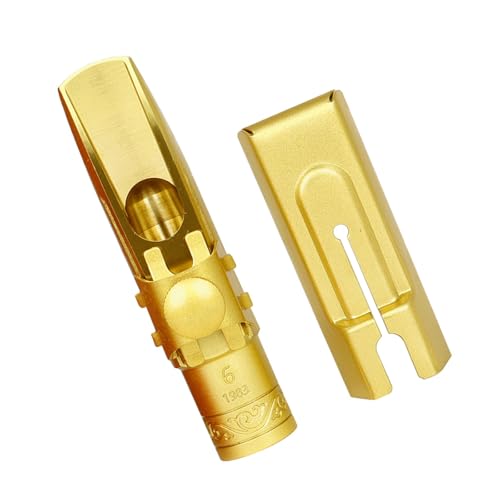 Altos Saxophon-Mundstück mit Kappen und Ligaturen, Messing, Eb-Altosaxophon-Mundstücke für Profis und Anfänger Altos Saxophon-Mundstück mit Kappen und Ligaturen, Messing, Eb-Altosaxophon-Mundstücke für Profis und Anfänger von RETUOLWAG