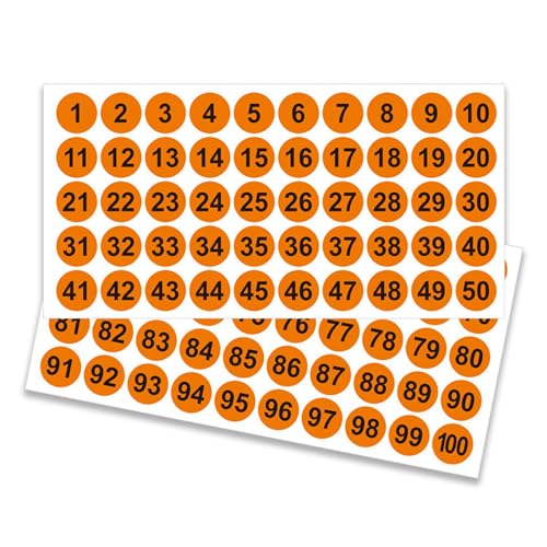 Zahlenaufkleber, rund, für Bürospinde, Ordner, Ordner, Klassifizierungsetiketten, 25 mm, 50 Blatt von RETUOLWAG