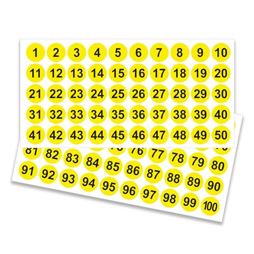 Zahlenaufkleber, rund, für Bürospinde, Ordner, Ordner, Klassifizierungsetiketten, 25 mm, 50 Blatt von RETUOLWAG