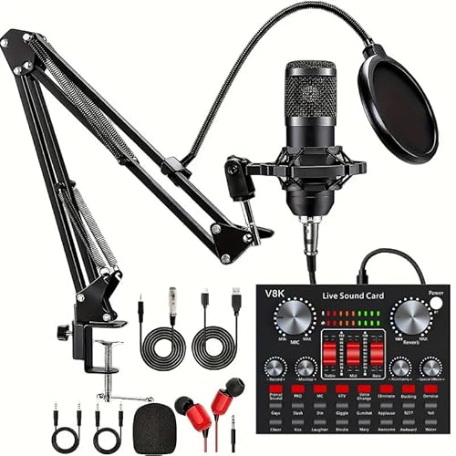 RETZLA USB Mikrofon - Kondensatormikrofon für PC, Podcast Mikrofon für Aufnahme, Gaming, 192KHZ/24Bit USB Mic Kit mit Sound Chipsatz Galgenarm Set, Schwarz RETZLA USB Mikrofon - Kondensatormikrofon für PC, Podcast Mikrofon für Aufnahme, Gaming, 192KHZ/24Bit USB Mic Kit mit Sound Chipsatz Galgenarm Set, Schwarz von RETZLA