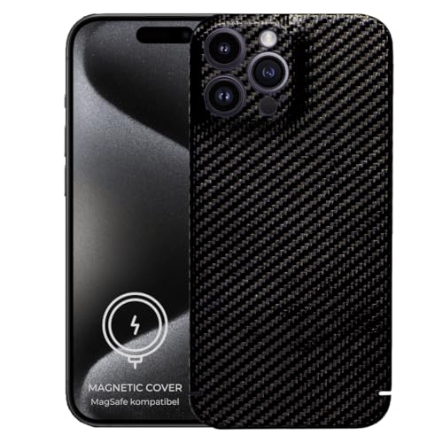 REUTERSON Carbon Cover iPhone 15 Pro Max Magnetic (Magnetring) Echtes Carbon | Made in Germany | Edles Design | Ultradünne Handyhülle | Hochwertige Handyhülle aus Carbon von REUTERSON