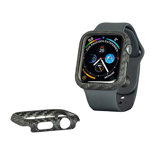 REUTERSON Carbon Handyhülle für Apple Watch I Carbon Case Apple Watch, Schutzhülle für Apple Watch, aus echtem Carbon, ultradünn, stoßfest, mit präzisen Aussparungen (Apple Watch 5 44) von REUTERSON