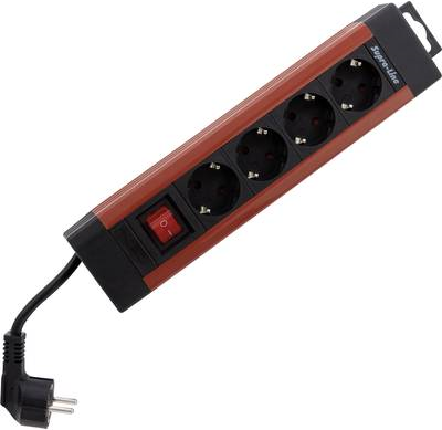 1.90m Stromkabel Steckdosenleiste mit Schalter Schwarz/Rot 4 - Steckdosenleiste (RV-2003) von REV