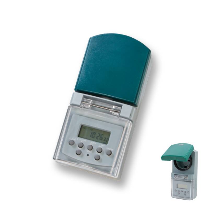 Digitale Wochen Zeitschaltuhr IP44 (20 Zyklen/Tag, max 1800W, Tages-Wochen-/Wochenendprogramm) von REV