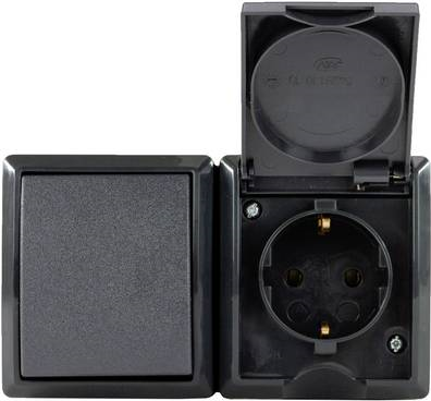 REV 0007861900 Aufputz-Steckdose mit Schalter IP44 Schwarz (0007861900) von REV