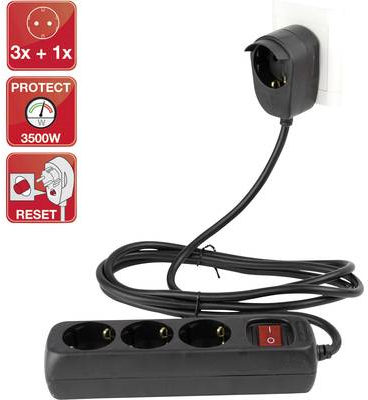REV 0012392514 Steckdosenleiste mit Schalter 3fach Schwarz Schutzkontakt (0012392514) von REV