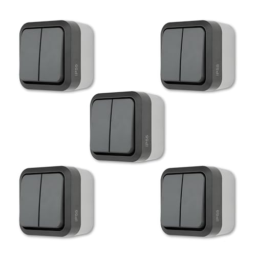 REV AquaStorm SPARSET - 5x Serienschalter - Lichtschalter Feuchtraum IP55, einpolig, Aufputz, 230V, 10A, anthrazit REV AquaStorm SPARSET - 5x Serienschalter - Lichtschalter Feuchtraum IP55, einpolig, Aufputz, 230V, 10A, anthrazit von REV