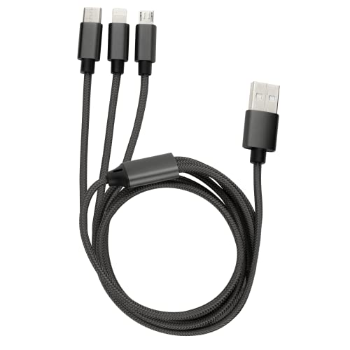 REV – Multi USB Kabel von USB A auf USB-C, Micro-USB & Lightning – Universal Ladekabel – Schnellladekabel 100cm Länge, 5V DC, 2,4A von REV