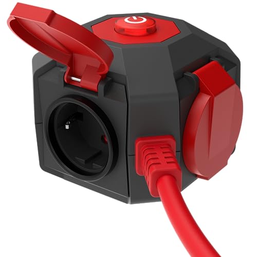 REV PowerGlobe, Steckdosenwürfel, Schalter, IP44, rot, 1.4 m, 3680 W von REV