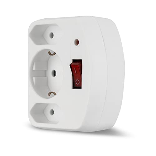 REV Steckdosenadapter - Mehrfachsteckdose 3-Fach mit Schalter, erhöhtem Berührungsschutz & ÜSS - 2X Eurosteckdose, 1x Schutzkontakt, weiß REV Steckdosenadapter - Mehrfachsteckdose 3-Fach mit Schalter, erhöhtem Berührungsschutz & ÜSS - 2X Eurosteckdose, 1x Schutzkontakt, weiß von REV
