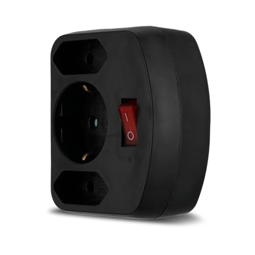 REV Steckdosenadapter - Mehrfachsteckdose 3-Fach mit Schalter & erhöhtem Berührungsschutz - 2X Eurosteckdose, 1x Schutzkontakt, schwarz REV Steckdosenadapter - Mehrfachsteckdose 3-Fach mit Schalter & erhöhtem Berührungsschutz - 2X Eurosteckdose, 1x Schutzkontakt, schwarz von REV