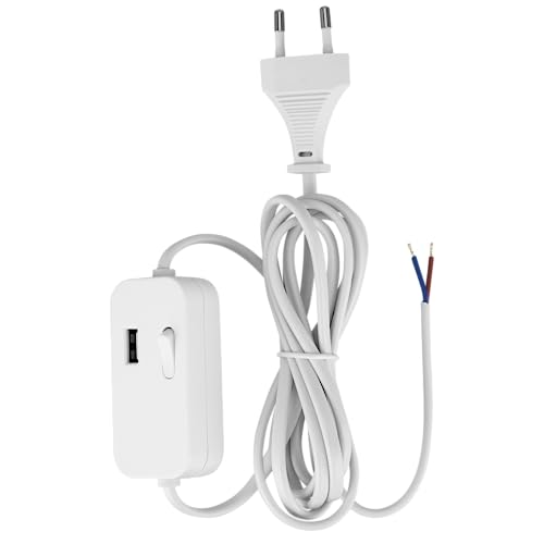 REV Zuleitung, Kabel mit Schalter und Eurostecker Zwischenschalter mit USB-A, 2m, weiß REV Zuleitung, Kabel mit Schalter und Eurostecker Zwischenschalter mit USB-A, 2m, weiß von REV
