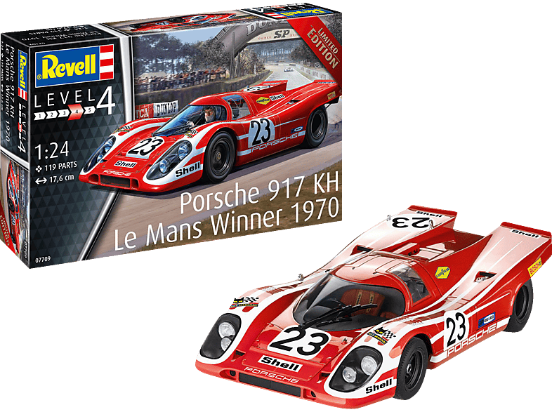 REVELL 07709 Porsche 917K Le Mans Winner 1970 Modellautobausatz, Rot von REVELL