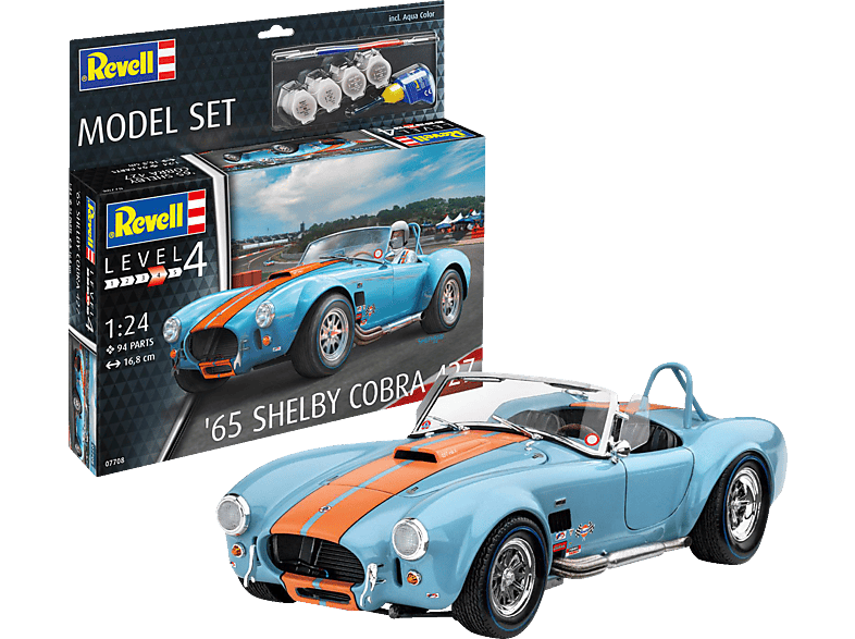 REVELL 67708 Model Set 65 Shelby Cobra 427 Modellbausatz, Blau/Rot von REVELL