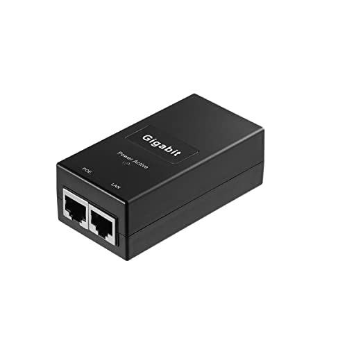 REVODATA Gigabit PoE Injector Adapter, IEEE 802.3af/at Passive PoE+ Standard, 48V 0.5A Ausgangsleistung, 10/100/1000 Mbit/s Gigabit, für IP Kamera/AP/PTZ/Videotelefon, Plug and Play (D05A-G) von REVODATA