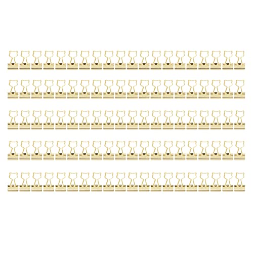 100pcs Cat Shape Clips | Hollow Design & Strong Clamping Force | Fun Office Clips for Documents/Certificates/Tickets | Sturdy Iron Metal, Portable & Compact (Gold) von REXVTNS
